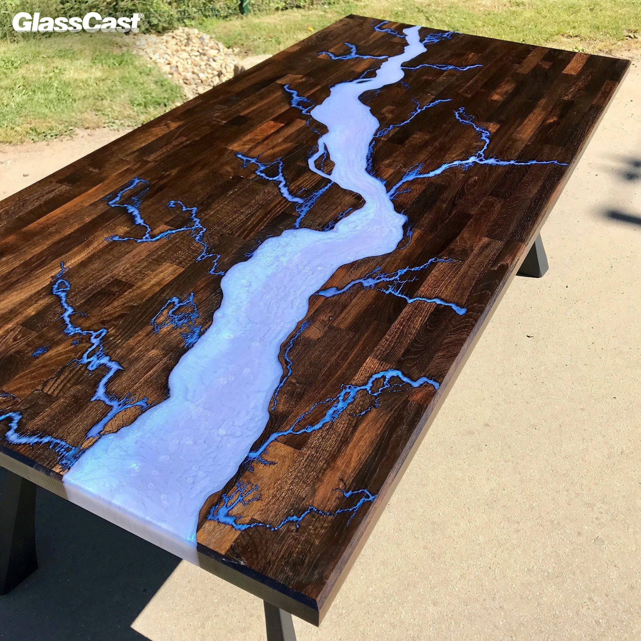Lichtenberg Burnt Wood Lightning Epoxy Resin Table Glasscast Resin