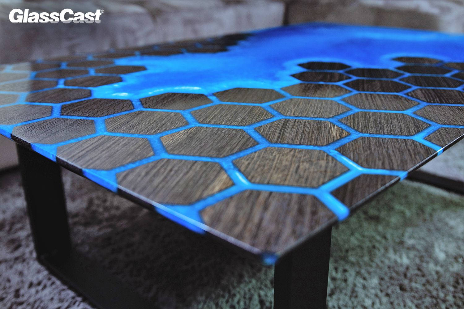 Bog Oak and Epoxy Resin Honeycomb Table by Special Works 
