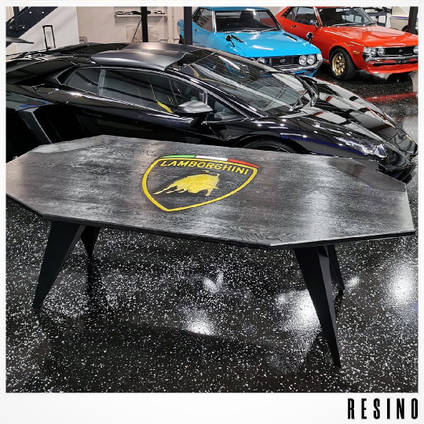 Lamborghini Table in front of Lamborghini by Resino