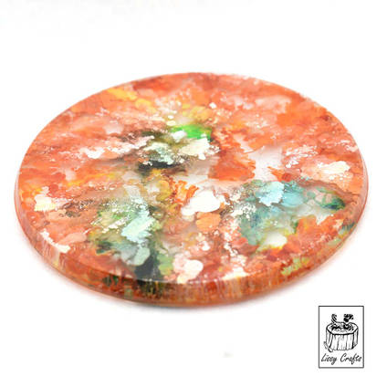 Resin Orange and Green Coaster by Lissy Crafts