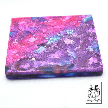 Pink and Purple Square Resin Coaster
