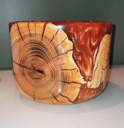 Plum and Resin Wood Turned Bowl