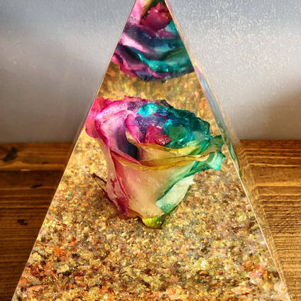 Rainbow Rose and Resin Pyramid