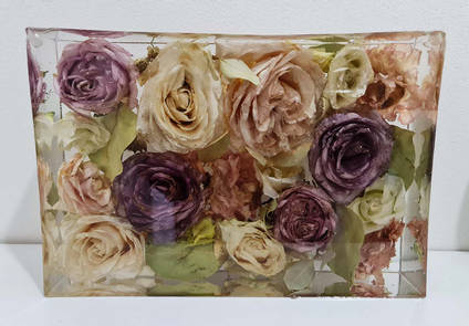Roses in Resin Plaque by Sals Forever Flowers