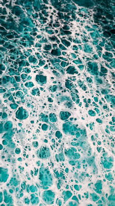 Tides of Teal Resin Artwork Close Up Wave Cells
