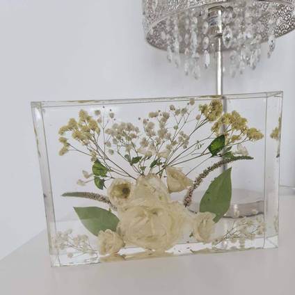 White Flower Resin Plaque by Sals Forever Flowers