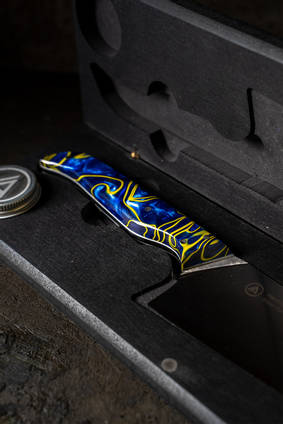 Blue and Gold Resin Knife Handle by APOSL