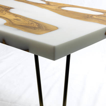Italian Olive and White Resin Coffee Table by Black Oak Wood Co.