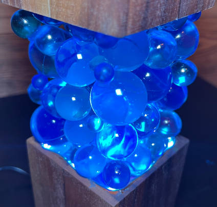 Blue Bubbles Wood and Resin Lamp by MB Resin Art