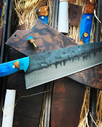 Blue Resin Knife Handles by JCL Cutelaria Artesanal