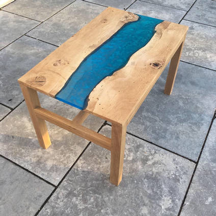 Blue Resin River Coffee Table by Lifetimber