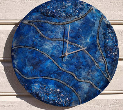 Blue Vein Clock by Mariannes Hobby and Painting