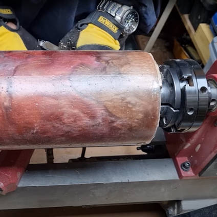 Cherry Wood and Resin Vase - Mounting the Blank on the Lathe