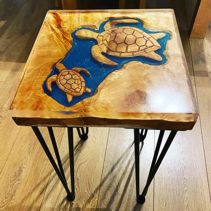 TIKKIT Designs Hand Carved Turtle Table