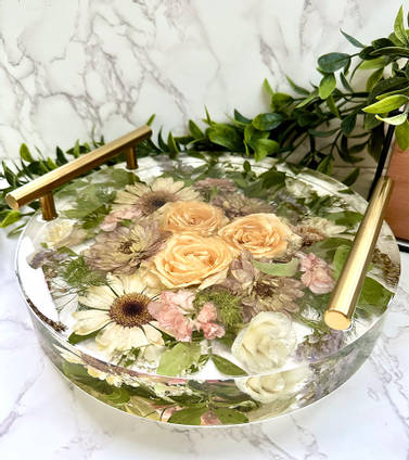 Happiness Blooms Cream Roses Resin Tray