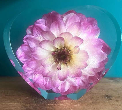 Dahlia Resin Heart by Bea_utiful Creations