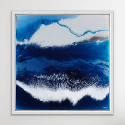 Dark Blue Ocean Resin Artwork by Christine Richards
