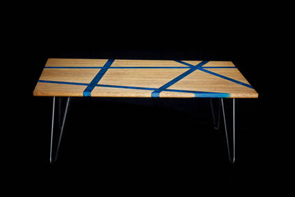 Geometric Blue Resin Table by Richard Poor Furniture Artist