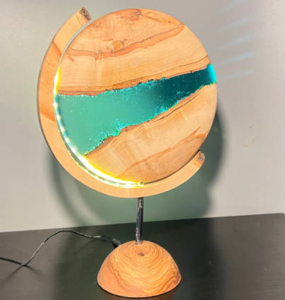 Resin River Globe Effect Lamp by MB Resin Art