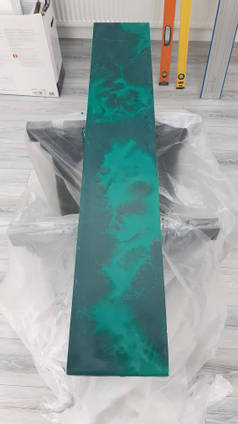 Green Pour for Jaded Copper and White Table