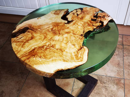 Wood and Green Resin Table by MB Resin Art