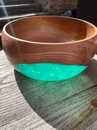 Wood and Resin Bowl in Sunlight by Hannington Ash