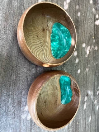 Wood and Resin Bowls from above by Hannington Ash