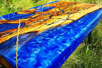 Honeycomb Electric Blue River Table by Andy Cordell