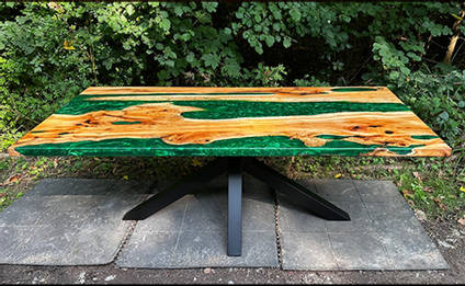 Jade Green & English Yew Table Spider Legs by The Woodyard Ockeridge