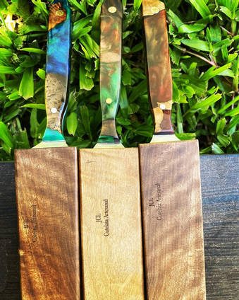 Utensil Set with Handmade Wood and Resin Handle Underside by JCL
