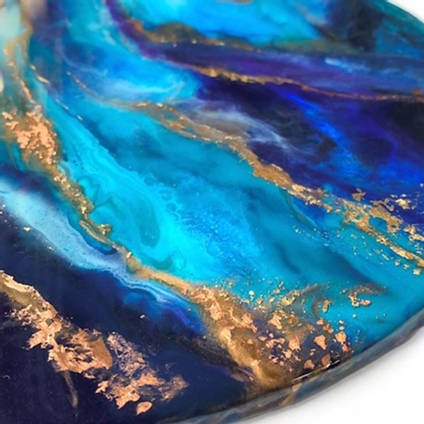 Loonar Designs Blue and Purple Resin Art Close Up