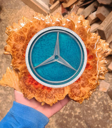 Mercedes Inspired Wood and Resin Clock - Clear Resin Coat