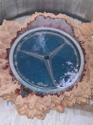 Mercedes Inspired Wood and Resin Clock - Turquoise Resin Pressure Pot