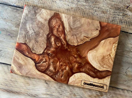 Metallic Copper Resin and Wood Serving Board by One Life Wood