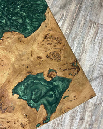 One Life Wood Wood and Green Resin Coffee Table