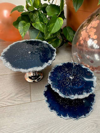 Midnight Resin Cake Stand and Afternoon Tea Stand by Ageode