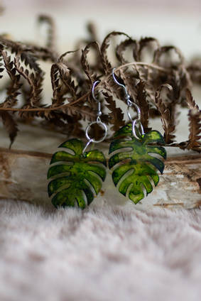 Monstera Leaf Resin Earrings by Paige Alexander