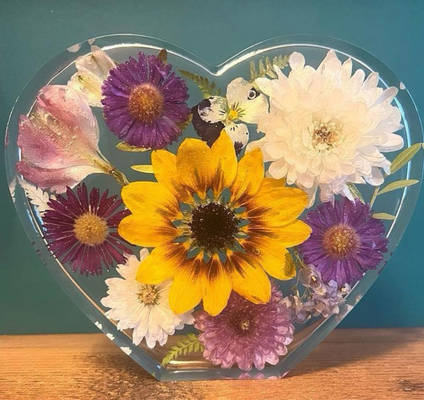 Multi Flower Resin Heart by Bea_utiful Creations