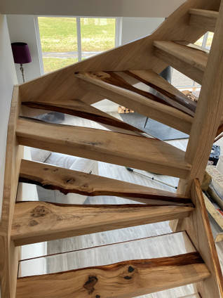 Oak and Resin Staircase corner detail by Cowan Carpentry