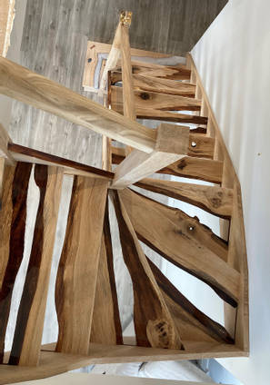 Oak and Resin Staircase from the top by Cowan Carpentry