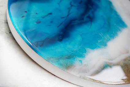 Circular Ocean Resin Artwork by Christine Richards