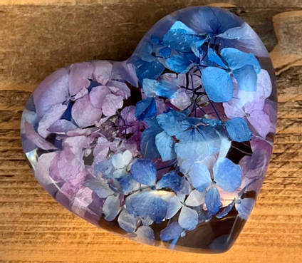 Pink & Blue Hydrangea Resin Heart Casting by Bea_utiful Creations