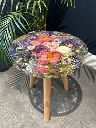 Happiness Blooms Pink and Purple Resin Table