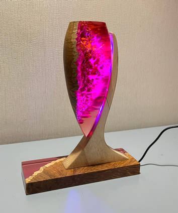 Pink Wood and Resin Lamp by MB Resin Art