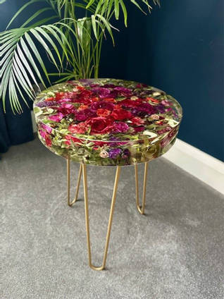 Resin and Red and Purple Roses Table by Happiness Blooms Creations