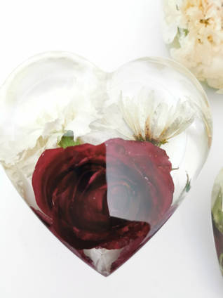 Red Rose in Resin Heart by Sparkles Bespoke Resin