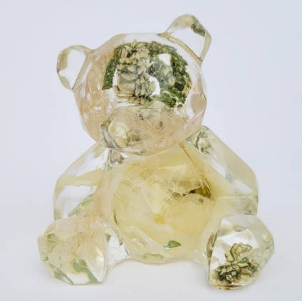 Resin and White Flower Bear by Forever Flowers by Steph