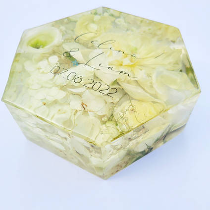Resin and White Flower Hexagon by Forever Flowers by Steph
