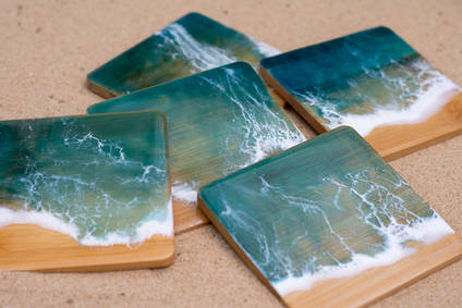 Resin Ocean Art Coasters by CAS Studio Art