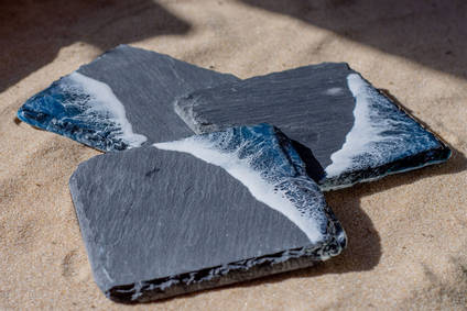 Resin Ocean Slate Coasters by CAS Studio Art
